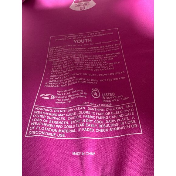 Speedo Youth Swimming Life Jacket Vest Junior Purple/Pink PFD USCG 50-90 LBS - Picture 5 of 5